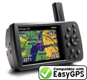 EasyGPS is the free, easy way to upload and download waypoints, routes, and tracks between your Garmin GPSMAP 296 GPS and your Windows computer or laptop.